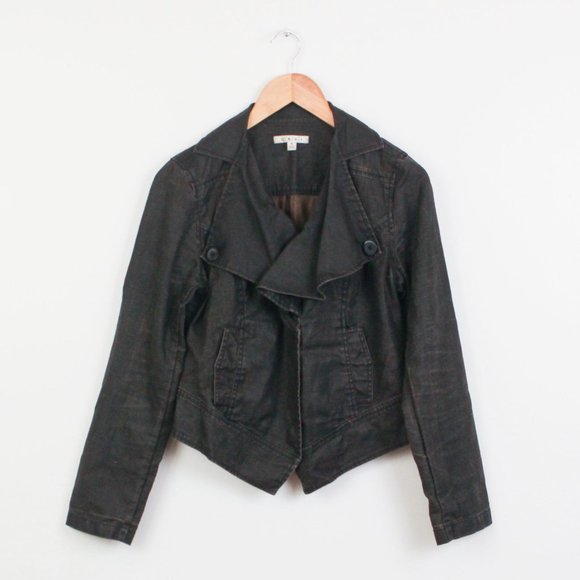 CAbi Jackets & Blazers - CAbi Moto Jacket Womens Small Charcoal Gray Linen